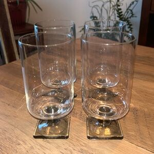 Set of 4 Vintage “Nordic Midnight” Smoke Wine Goblets By Federal Glass 16 oZ